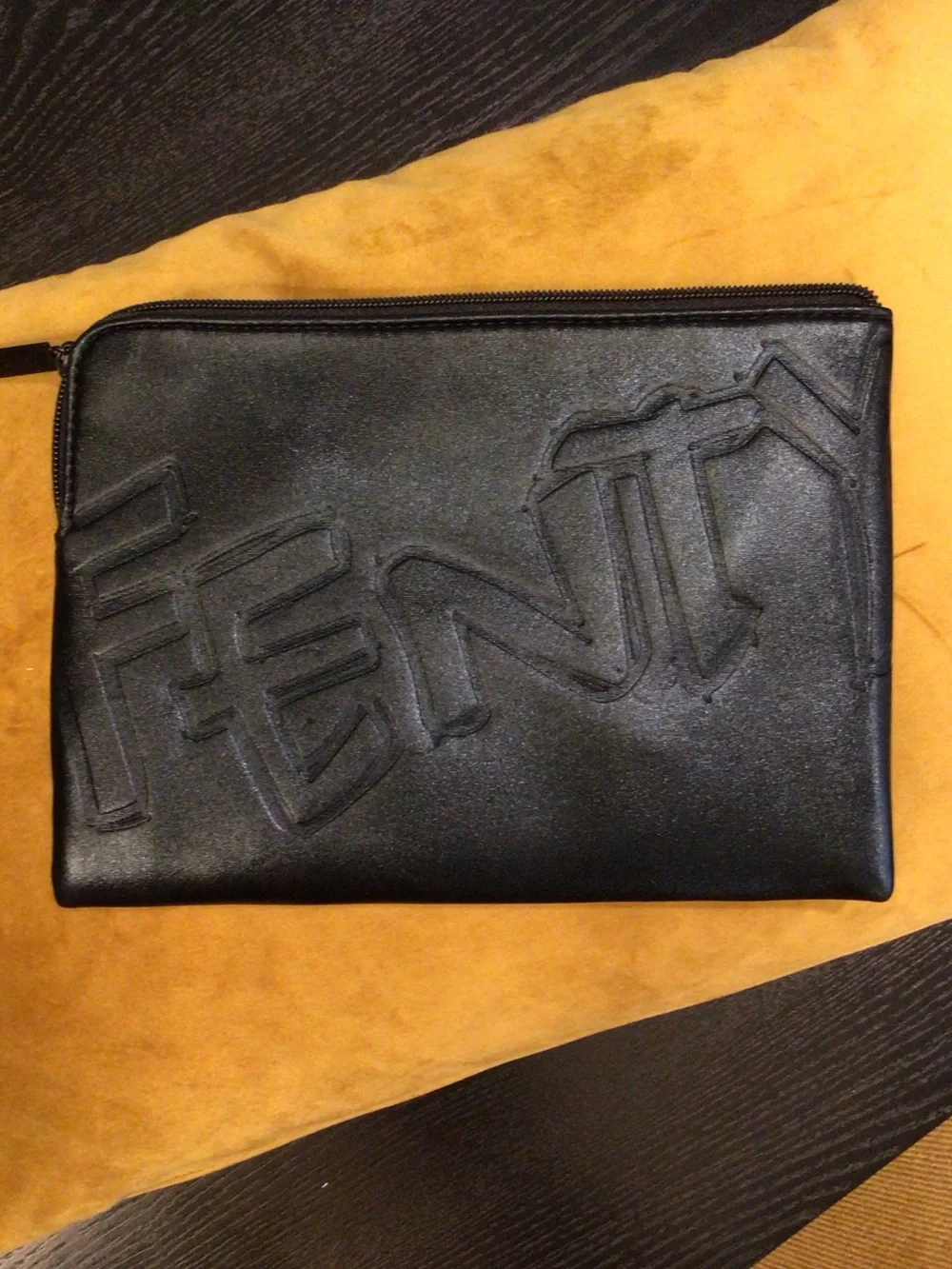 Fenty Beauty Black Embossed Logo Cosmetic Pouch